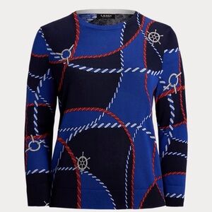Ralph Lauren Blue and Red Rope Print Sweatshirt